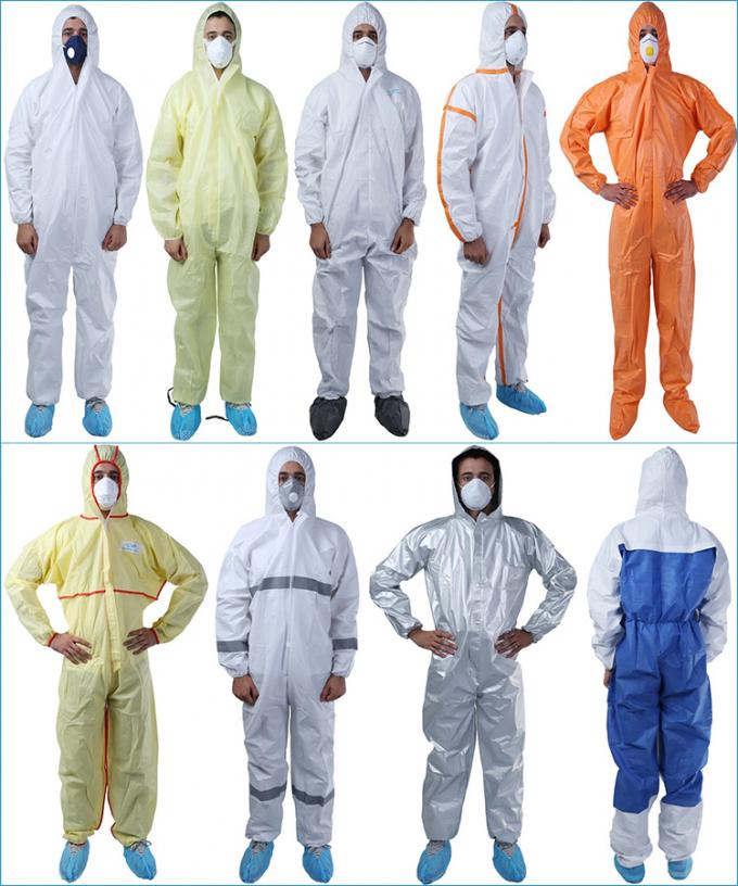 Pakaian Pelindung Keamanan Tahan Air Tahan Bahan Kimia Microporous Type 5 & 6 Coverall