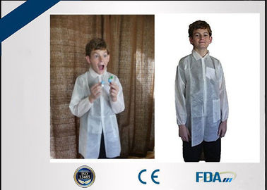 Long Sleeve Non Woven Disposable Lab Coats Fluid Repellent For Children