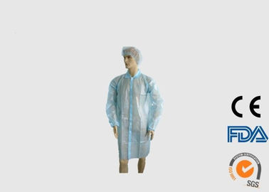 Waterproof Disposable Laboratory Coats Warna Biru Muda Dengan Pergelangan Tangan Elastis
