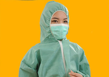 SMS Disposable Hooded Coveralls , Flexible Disposable Protective Clothing